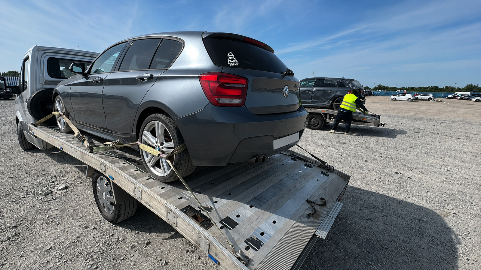 BMW recovery on transport trailer
