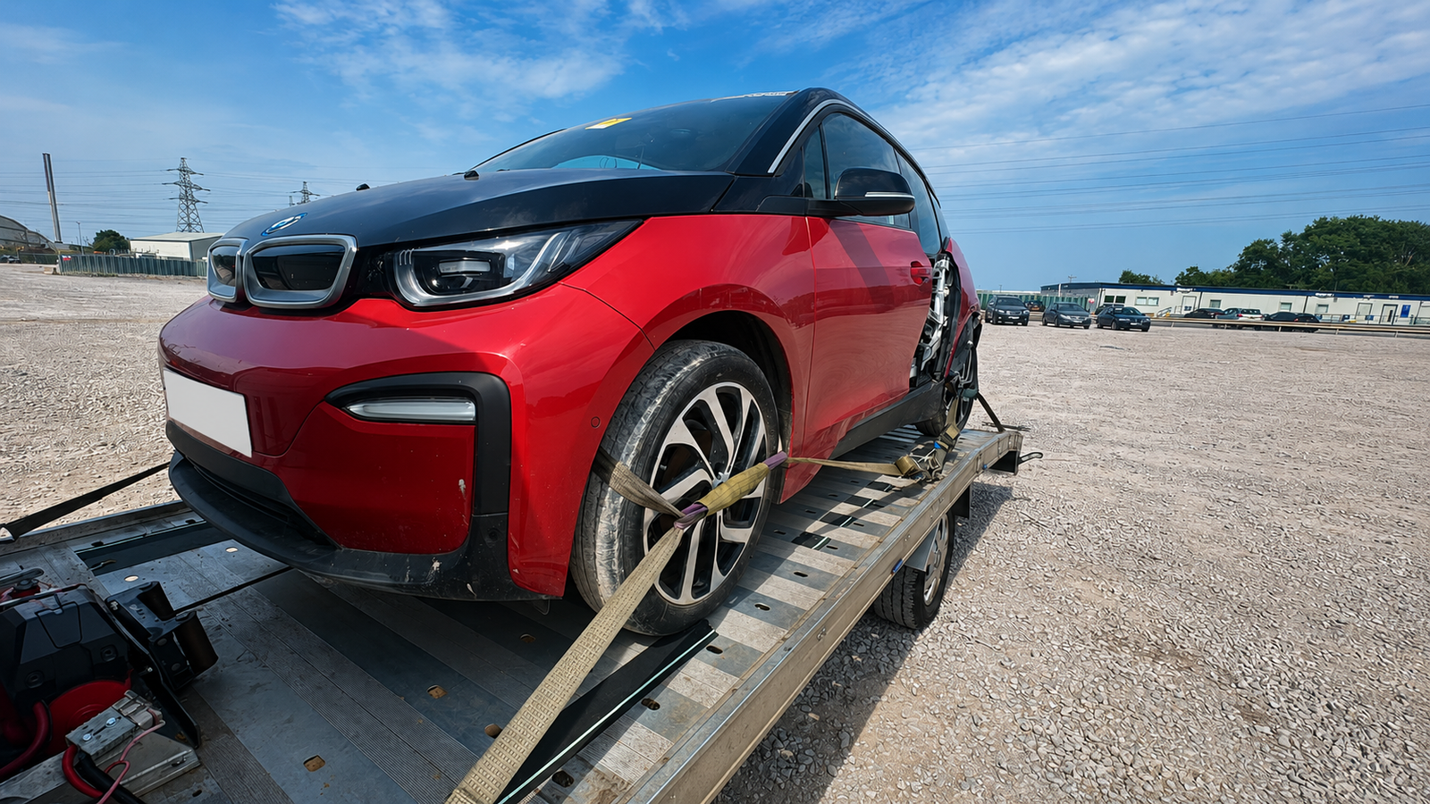 BMW i3 on recovery trailer